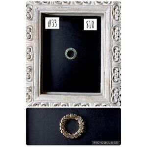 Teal and Goldtone Circle Brooch